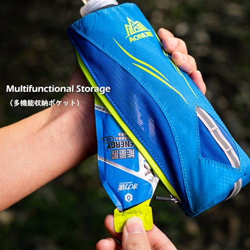 TRIWONDER Handheld Water Bottle Bag for Running, Quick Grip with Hand Strap Fit 17 oz Soft Flask Hydration Pack (A-Blue Handheld Bag) - color: A-Blue Handheld Bag