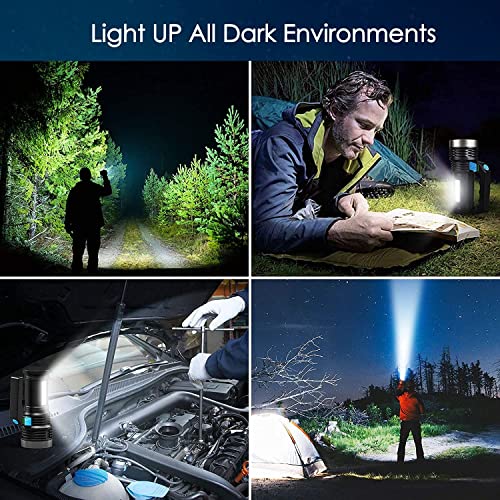 Wrrozz LED Flashlight USB Rechargeable Spotlight 4 Modes with Side Light - size: A
