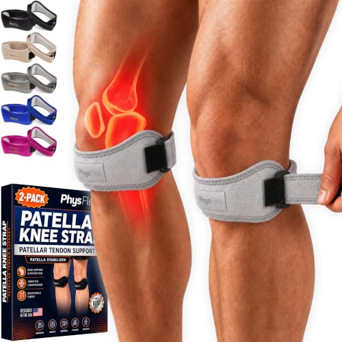 2 Pack Patellar Tendon Support Strap, Knee Brace, Knee Support, Pain Relief - color: Gray
