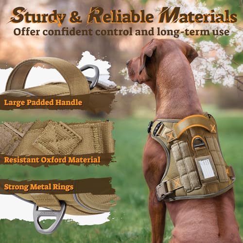 rabbitgoo Tactical Dog Harness for Small Dogs, No Pull Service Pet Vest - color: Brown, size: S(Chest:16.1"-31.5",Neck:15.4"-21.6",Back:7.1")