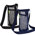 Tainehs Water Bottle Holder Carrier with Adjustable Shoulder Strap - Beach & Sports Bottle Bag for Hiking, Gym, Camping, Walking, Travel - color: Black/Navy Blue