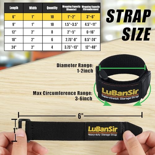 LuBanSir Cinch Straps, 1" x 6" (10 Pack) for Extension Cord Organization - size: 1"x6" - 10 Pack