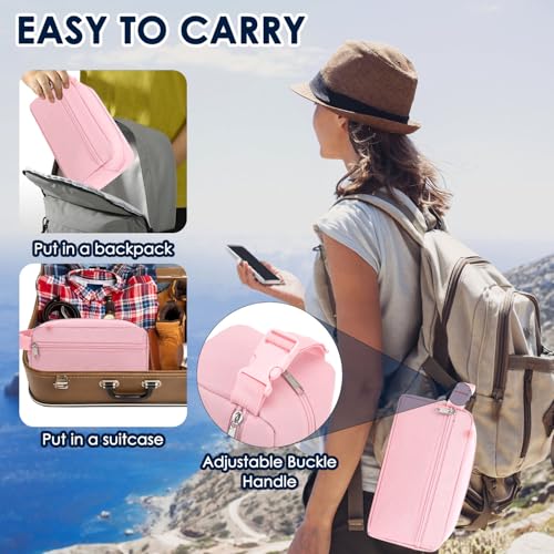 GYEUKHAM Freezable Lunch Bag,Reusable & Collapsible Mini Cooler for Adults,Insulated Lunch Box with Ice Packs,Freezable Snack Bag with Handle Buckle, On-the-Go,Pink - color: Pink+Ice pack