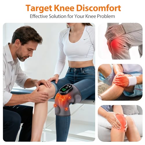 Cordless Knee Heating Pad, Heated Knee Massager with Heat Vibration - color: Grey(single)
