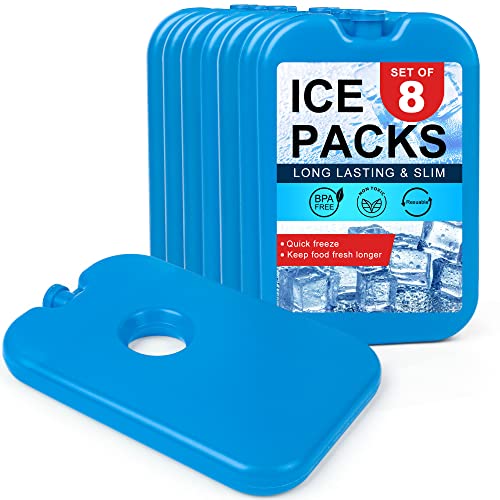 LotFancy Ice Packs for Cooler and Lunch Box, Reusable Freezer Packs - size: 8-Pack