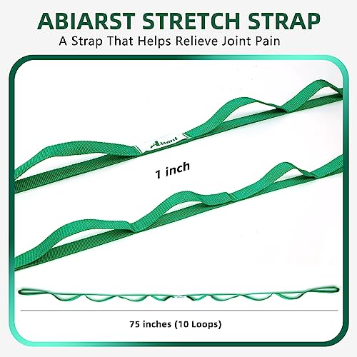 Abiarst Stretching Strap Yoga Straps for Physical Therapy, 10 Loops Non-Elastic Stretch Band for Pilates, Flexibility, Exercise and Gymnastics - color: 1-Pack (Blue)