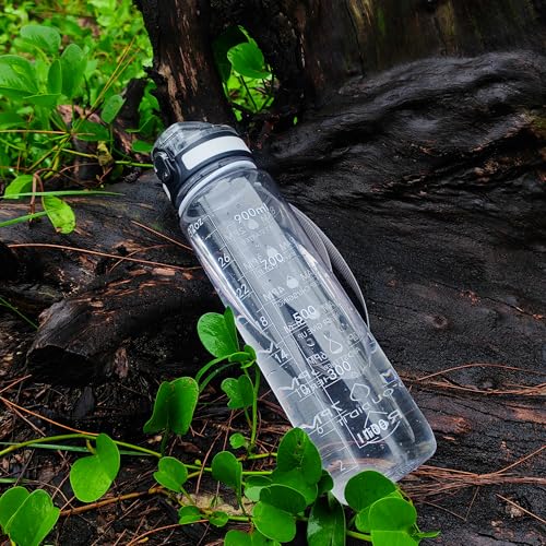 OLDLEY Water Bottle, 32oz Motivational Sports Water Bottle with Time Marker - Times to Drink - Tritan, BPA Free, Wide Mouth Leakproof, Clear (1 Bottle) - color: A-Clear