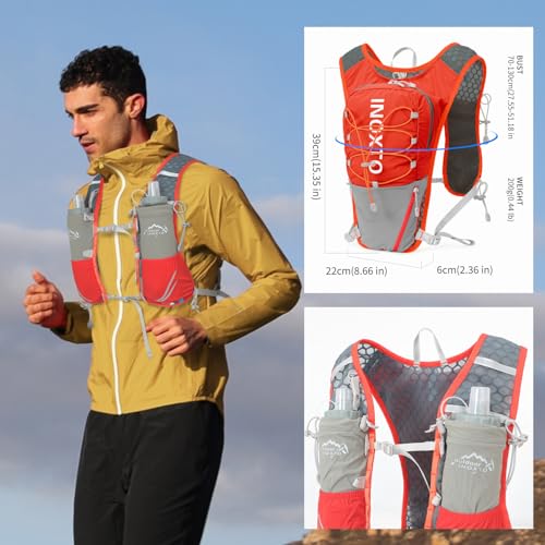 IX INOXTO Running Hydration Vest for Women Men with 500ML Soft Flask - color: orange with 500ml