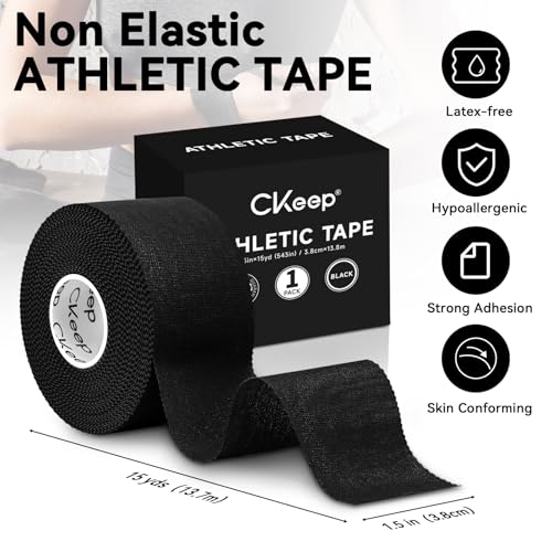 CKeep Athletic Tape, Original Cotton Waterproof Sports Tape 1 Roll, Black - size: 1 Roll