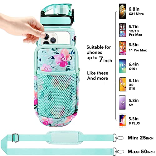 32 oz Water Bottles with Strap & Straw, Sport Motivational Water Bottles - color: Spring Bouquet