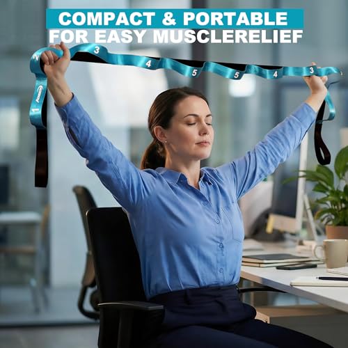 Acozycoo Stretching Strap with Loops for Physical Therapy,Knee,Leg Lifter - color: Blue, size: Length: 86 Inch, Width: 1.5 Inch