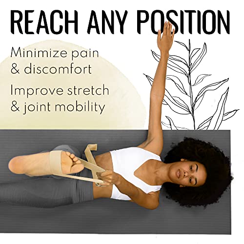 TECEUM 2 IN 1 Yoga & Mat Strap for Stretching – Cotton – 6/8/10 ft - color: Beige, size: 6 ft