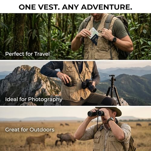 Humvee Utility Vest with 21 Pockets -Travel, Safari, Hunting, Camping, 100% Cotton, Tactical Jacket for Men & Women - color: Khaki, size: X-Small