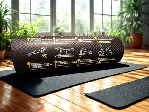 Foam Roller with Printed Exercises, 17.7'' x 6'' Lightweight EPE/PE