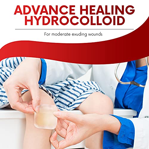 Healqu Hydrocolloid Wound Dressing - 4x4 Thin - Box of 10 Large Bandages - Sterilized Bordered Hydrocolloid Patches for Bed Sores, Abrasions, and More - Waterproof and Absorbent with Protective - size: 4x4" Thin - Box of 10