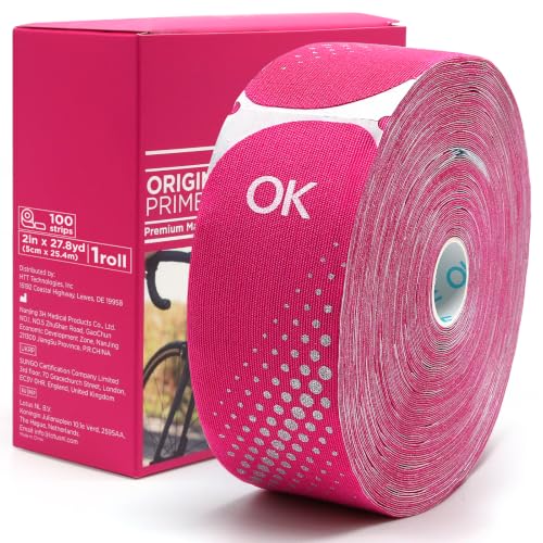 OK TAPE Kinesiology Tape Elastic 100 Strips Precut 2in x 83.4ft 1 Roll Pink - color: Pink, size: 100 PCS