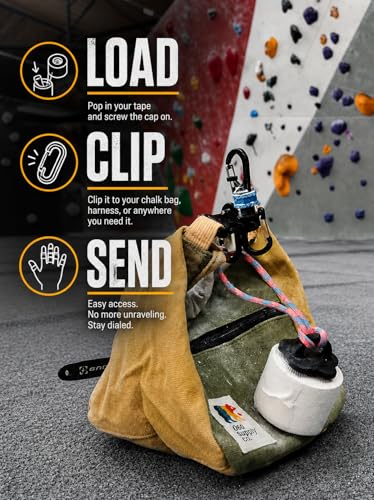 Reusable Athletic Tape Holder with Keychain & Rope Loop | Preloaded with 1.5" Athletic Tape Roll | Fits Standard Rolls | Durable, Refillable, Easy Clip-On for Gym, Climbing, Lifting, Sports