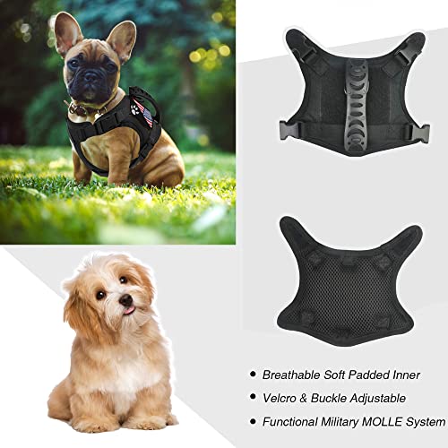 Tactical Dog Harness Tactical Puppy Vest with Rubber Handle K9 Military Adjustable Pet Vest Harness for Outdoor Training XS Dog Harness (Black Harness) - color: Black harness