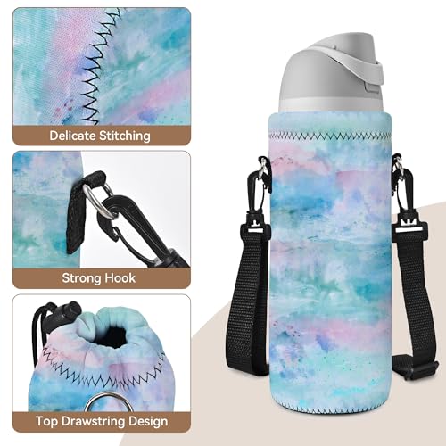 RICHEN Neoprene Water Bottle Carrier Bag with Adjustable Shoulder Strap,Insulated Water Bottle Cover for Stainless Steel/Glass/Plastic Bottles - color: BC-58, size: 500ml