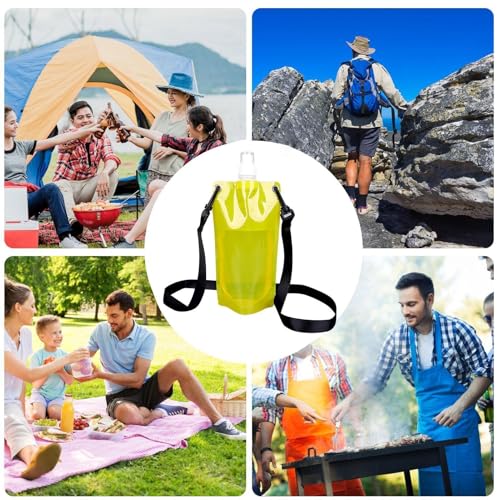 Water Pouch for Running 650ml Leak-Proof Foldable Flask with Strap - color: Yellow