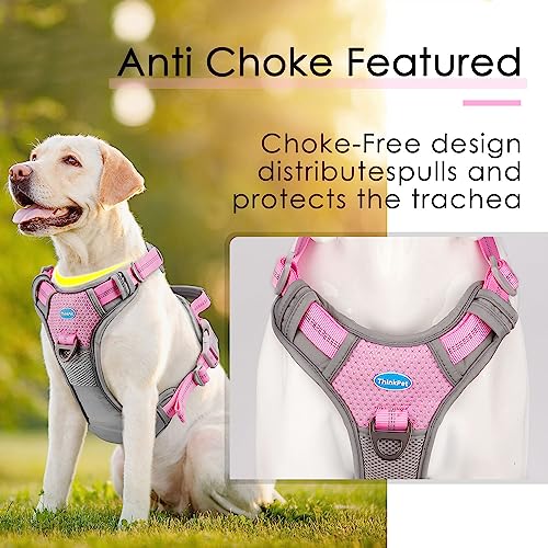 ThinkPet No Pull Harness for Small Medium Large Dogs, Reflective Padded Vest with Handle, Adjustable Star Style - color: Bright Pink, size: XL(Chest:24"-33")