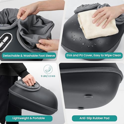 Nekteck Shiatsu Foot Massager with Heat & Air Compression Deep Kneading - color: Gray, size: Large