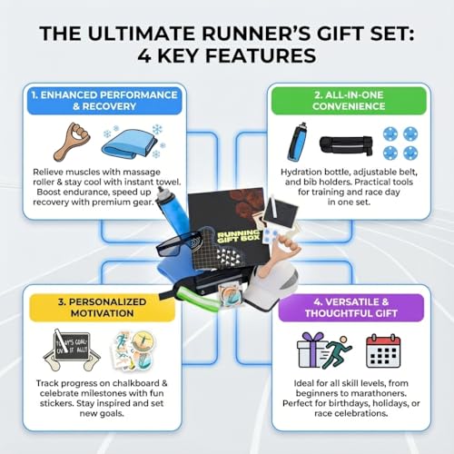 Running Gifts for Men and Women, Runner Gift Box with 10 Marathon Items