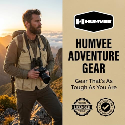 Humvee Utility Vest with 21 Pockets -Travel, Safari, Hunting, Camping, 100% Cotton, Tactical Jacket for Men & Women - color: Khaki, size: Medium