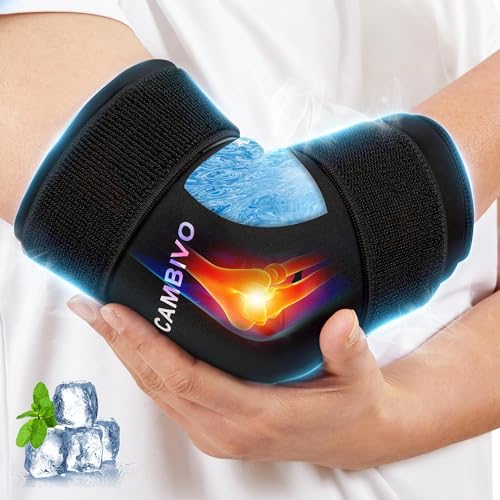 CAMBIVO Reusable Ice Pack Sleeve for Elbow – Hot & Cold Therapy Compression Brace for Tendonitis, Tennis Elbow, Bursitis, Arthritis, Arm & Calf Injuries, Pain Relief, Workout Recovery
