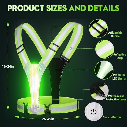 LED Reflective Vest Running Gear, High Visibility Reflective Vest