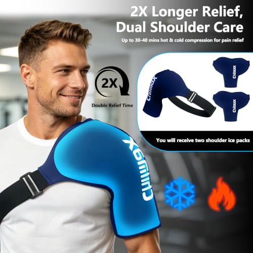 Shoulder Ice Pack Wrap for Rotator Cuff Cold Therapy Brace 2Pack - color: 2pcs Xlarge-blue