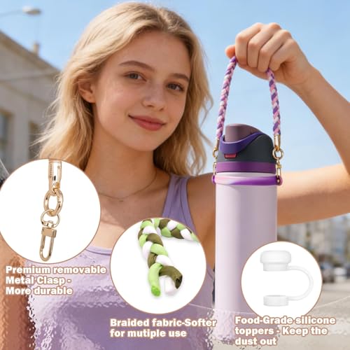 HEYSKAY Water Bottle Handle Strap for Stanley 20-40oz Tumbler Handle Strap - color: Green