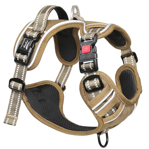 HEELE Dog Harness, Soft Padded, Neck Release Buckles,Easy On & Off, Brown S - color: Lock Brown, size: S (Pack of 1)