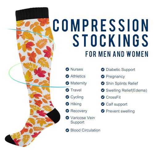 Wusikd Heartbeat Symbol Compression Socks for Women and Men Circulation Black Long Socks for Athletic Running 1 - color: Maple