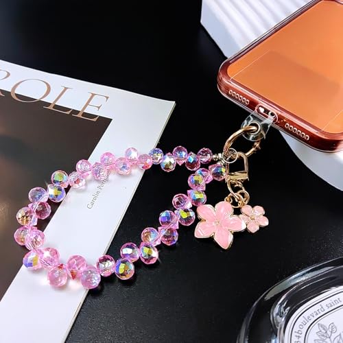 C.J.M.K Beaded Phone Wristband, Lanyard Chain - color: 06-light Pink