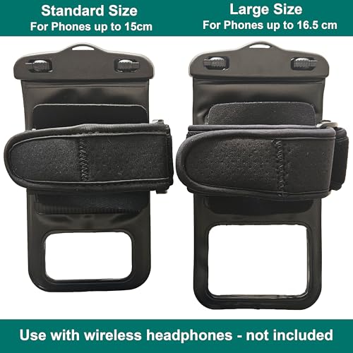 Waterproof Phone Holder for Running and Swimming with Armband - Large Black - size: Large No Headphone Jack