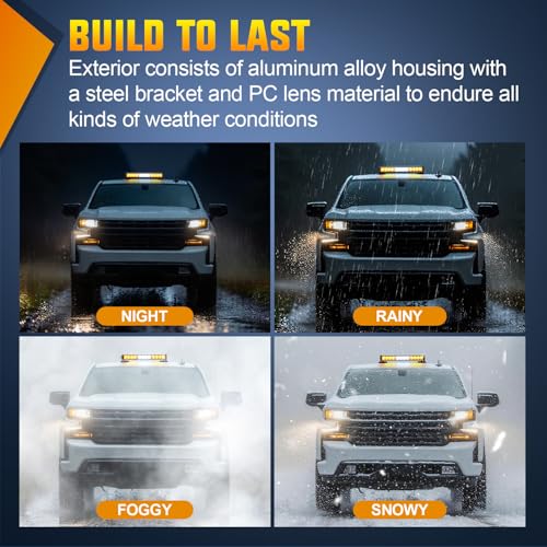 Nilight 12LED Wireless Amber White Strobe Light 14" Magnetic Mount 12V - color: Amber & White