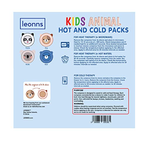 Leonns Kids Ice Packs for Boo Boos | Reusable Gel, Animal Cover, 4-Pack - style: 4-Pack (Panda)