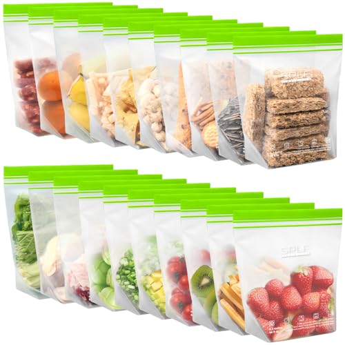 SPLF 20 Pack Reusable Half Gallon Freezer Bags Dishwasher Microwave Safe - size: 20 Pack-Half Gallon