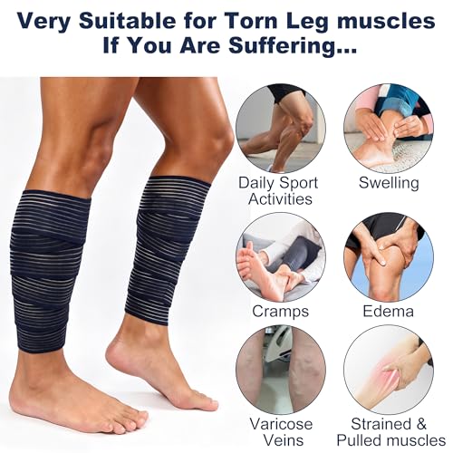 Compression Wraps for Legs Swelling Relief, Adjustable Breathable, 2 Pack - color: Dark Blue, size: 70.87"