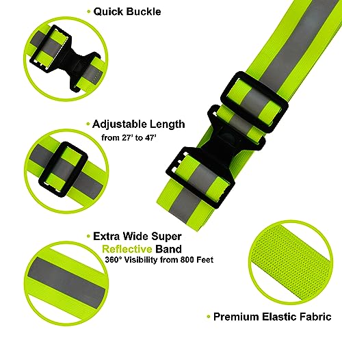 Reflective Belt for Running Army PT Belt Reflective Running Gear - color: Green Belt + 2 Bands
