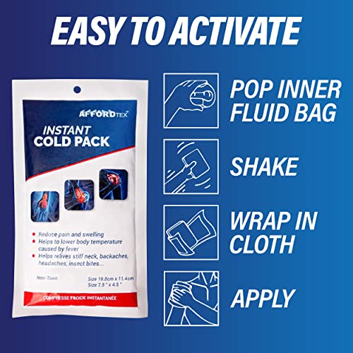 Instant Cold Pack, Disposable, Large, 7.5 x 4.5 Inches, Ice Packs for Pain Relief (6 per Pk) - color: 6 Per Pk