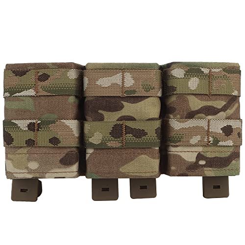 Triple Molle Mag Pouch 5.56 Tactical Open Top Magazine Holder Carrier with Quick Release Magazine Pouch Insert - color: CP