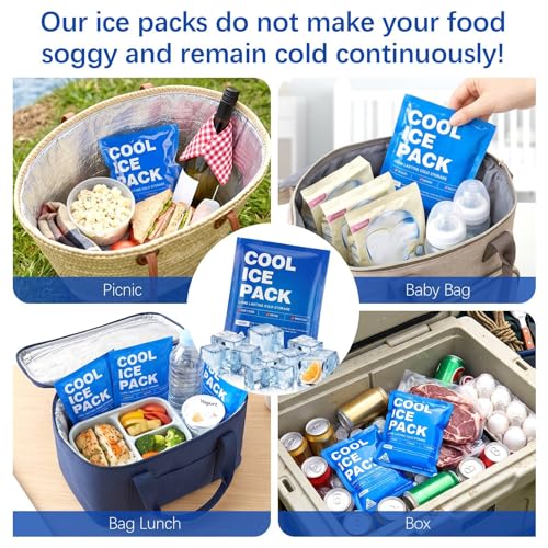 Gerrii 20 Pack Reusable Ice Packs for Lunch Box, 48 Hour Long Lasting