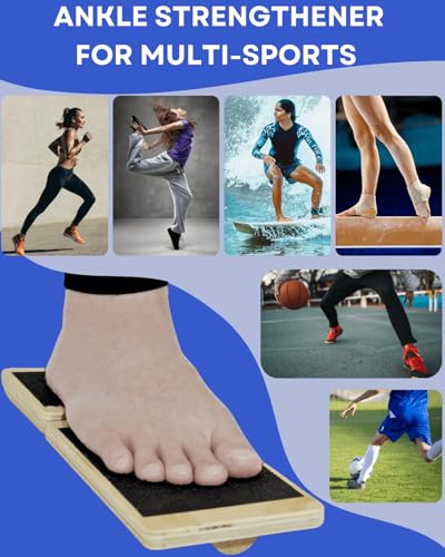 Ankle Strengthener, Single Leg Balance Board for Ankle Rehab, Foot Trainer for Mobility, Foot Stretcher for Sprained Ankle, Balancing Wobble Board, Posture Board, Arch Trainer with Brace
