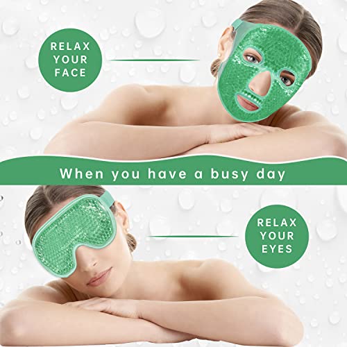 ZNÖCUETÖD Cooling Mask Ice Pack for Face Eye, Hot Cold Compress for Face - color: Green-#2