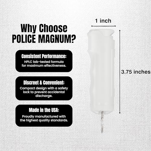Police Magnum Keychain Pepper Spray Flip Top Safety 2 Pack 1/2oz - Maximum Heat Strength OC with Dye - Tactical Small Compact Case Holder - for Women & Men's Self Defense - Made in The USA - color: WHITE