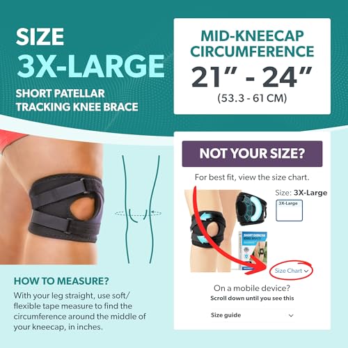 BraceAbility Plus Size Patella Tracking Knee Brace - Adjustable Patella Stabilizer for Women and Men with Large Legs, XXXL Knee Pain Relief for Osteoarthritis, Tendonitis, Post-Injury Support (3XL) - size: XXX-Large
