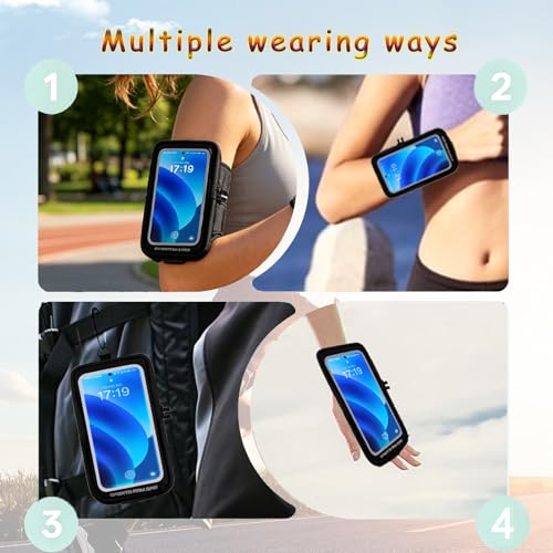Wristband Phone Holder for Running, 3-Wear Running Armband with Card Slot
