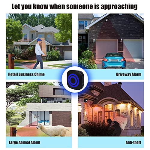 328ft Range Wireless Driveway Alarm, Outside Motion Sensor Alarm - color: Black